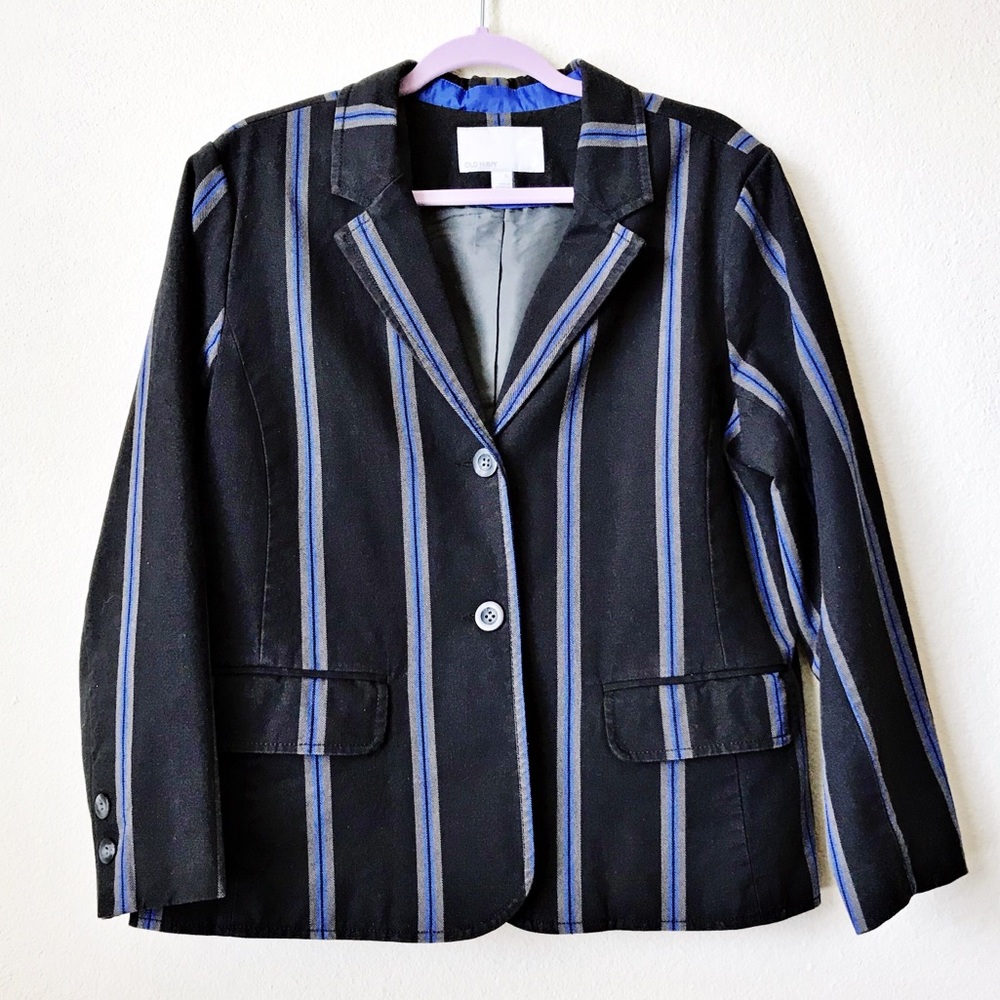 Old Navy Jean Jacket Blazer Striped XL